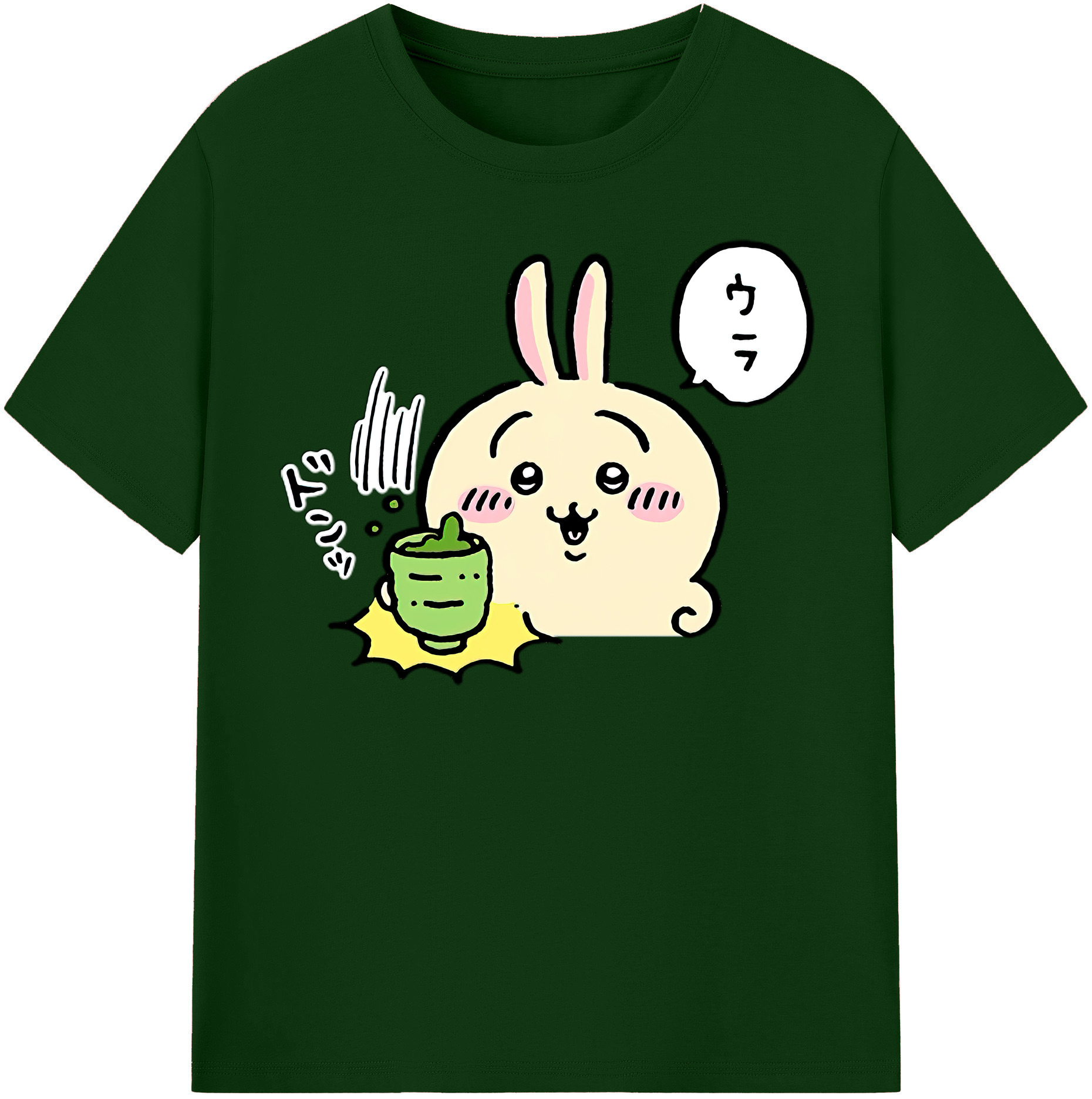 （画像用） ちいかわ うさぎ Chii-kawa usagi 綿100％半袖Tシャツ（フロントプリント）